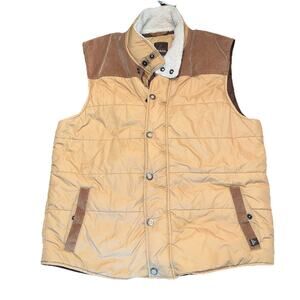 Prana Puffer Vest XXL Sherpa Collar Corduroy Brown Tan Outdoor Hole